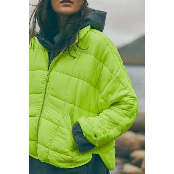 Free People Jackets & Blazers - Free People Pippa Packable Puffer Jacket Sz L Highlighter Yellow Lemon NWT $198